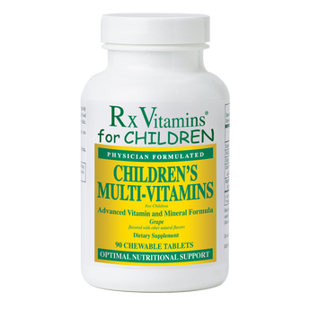 Children's multi-vitamins bottle with white cap