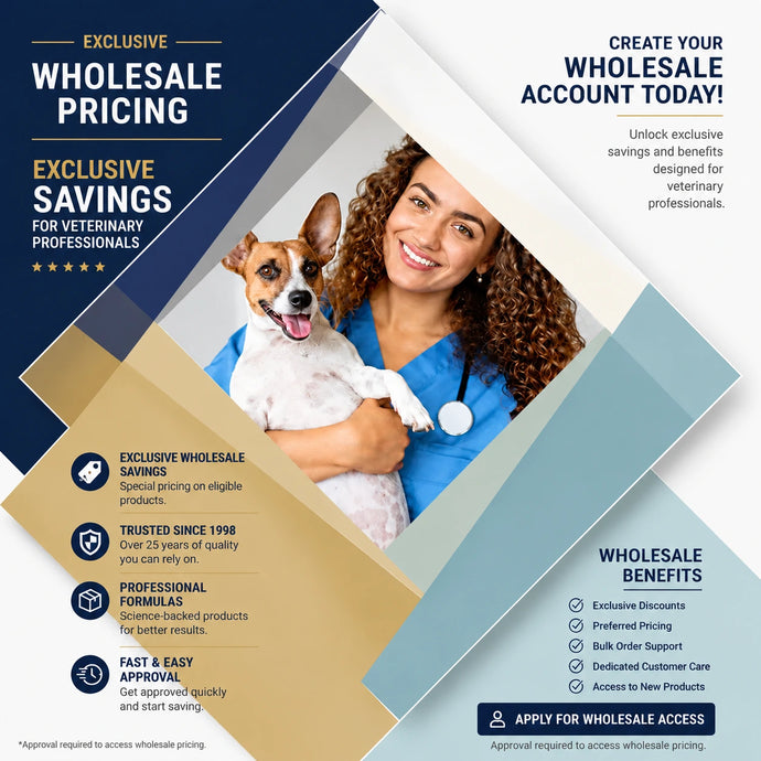 Promotional flyer for wholesale pricing for veterinary professionals