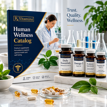 RX Vitamins human wellness catalog with various supplements