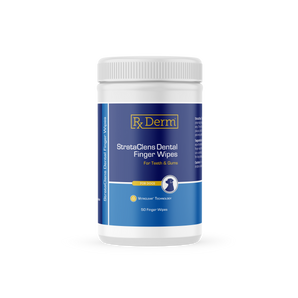 Jar of RxDerm StrataClens Dental Finger Wipes